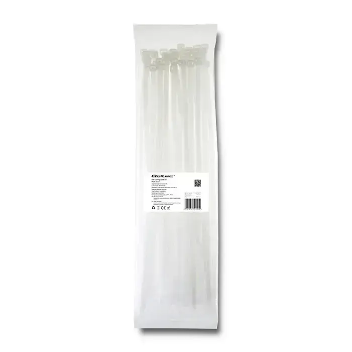 Qoltec Self-locking cable tie | 7.2*400mm | 50 pcs. | Nylon66 | UV | White Foto 2