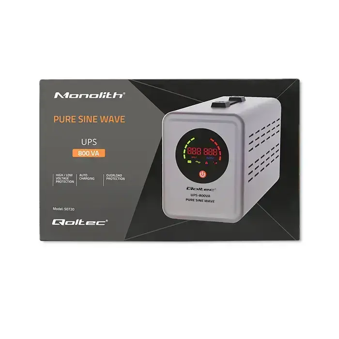 Qoltec Uninterruptible power supply Pure Sine Wave UPS | 800VA | 560W | Grey Foto 12