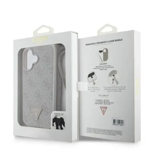 Guess GUHCP16SP4TDSCPP iPhone 16 6.1" różowy|pink hardcase Leather Metal Logo Strass Crossbody Фото num