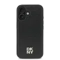 DKNY PU Leather Repeat Pattern Stack Logo MagSafe Case for iPhone 16 Plus Black — Фото 1