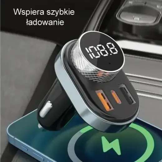 AWEI zestaw głośnomówiący C-843 z transmiterem FM, Bluetooth 5.0, MP3, 1xUSB+1xUSB-C czarny|black Фото num