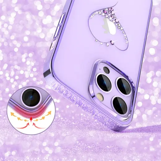 Kingxbar Wish Series case for iPhone 14 Plus decorated with crystals purple Photo
