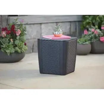 Dārza galdiņš/uzglabāšanas kaste Luzon Flat Wicker pelēks Foto 4