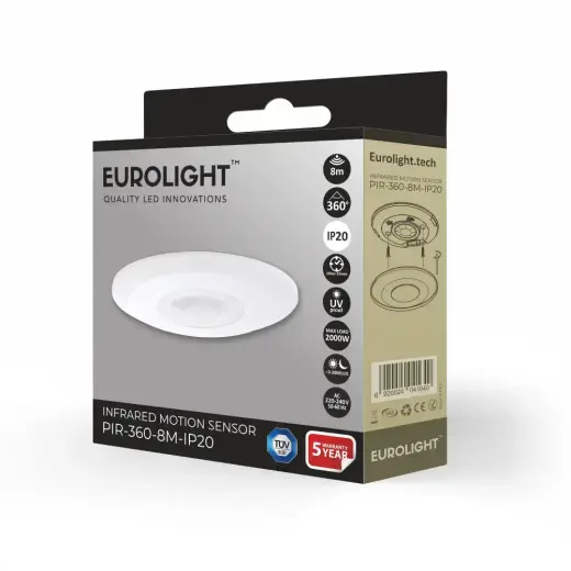 Judesio daviklis, PIR, 8m 2000W 360° IP20 lubinis Eurolight Photo