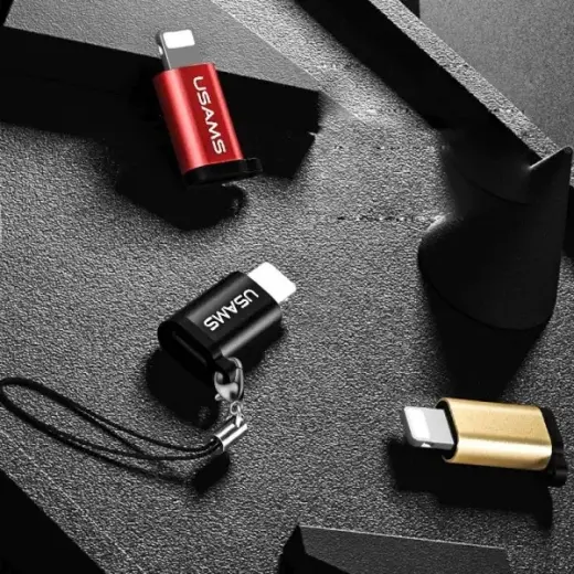 USAMS Adapter microUSB-lightningze smyczą czarny|black SJ152ML01 (US-SJ152) Фото num