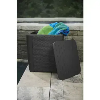 Dārza galdiņš/uzglabāšanas kaste Luzon Flat Wicker pelēks Foto 3