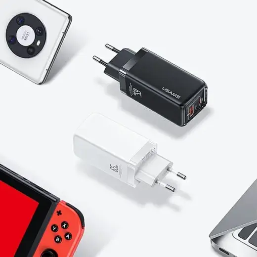 USAMS T47 зарядное устройство | 65W | PD | USB-C, USB-A | черное Фото num