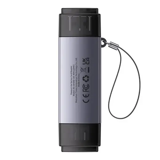 Baseus Lite Series SD|TF memory card reader, USB + USB-C (gray) Foto 3