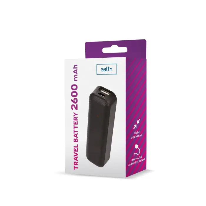 Setty power banka 2600 mAh mini melna Foto 2