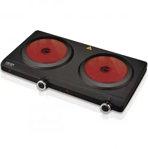 Haeger HP-02V.016A Double Vitro Инфракрасная керамическая настольная плитка с 2 нагревательными элементами 2500W  Фото num