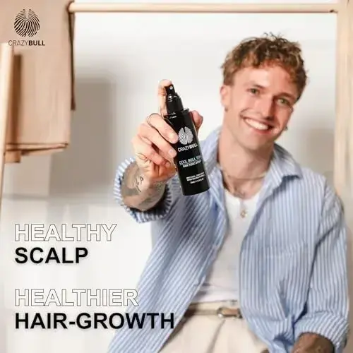 Crazy Bull Hair Tonic for Men - Cooling Hair Growth Spray with Castor Oil & Menthol - Hydrating Anti Frizz Heat Protection Spray for Oily & Dry Scalp  Foto 7