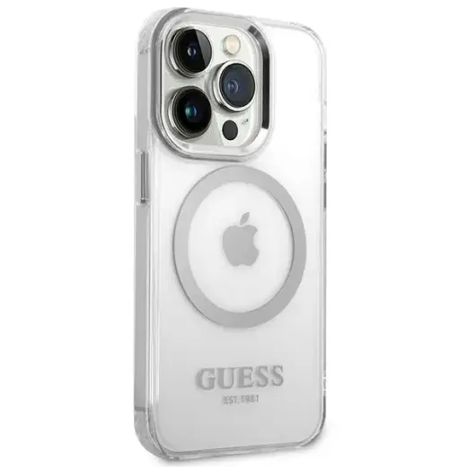Guess GUHMP14XHTRMS iPhone 14 Pro Max 6,7" srebrny|silver hard case Metal Outline Magsafe Фото num