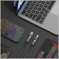 Cable Bazic GoCharge Alucable 4in1 (USB-A|USB-C - USB-C|Lightning) 15cm 60W 3A PD Fast Charge gold Foto 6