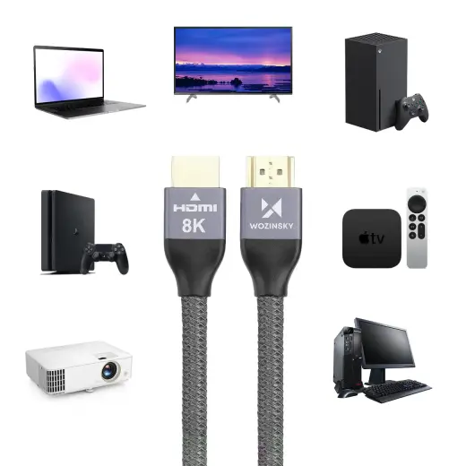 Кабель Wozinsky HDMI 2.1 8K 60 Гц 48 Гбит|с | 4K 120 Гц | 2K 144 Гц 3 м серебристый (WHDMI-30) Фото num
