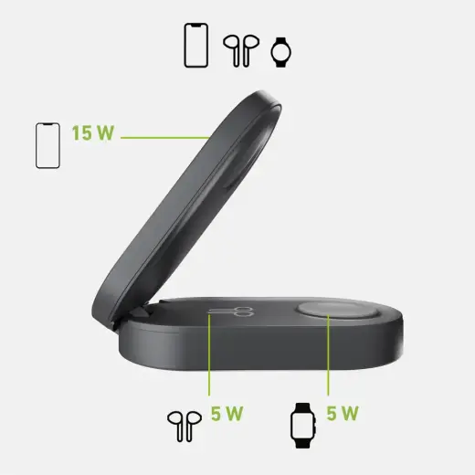 Foldable 3in1 wireless stand, QI2 and MFI Foto 3