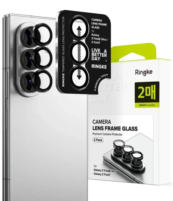 Ringke Camera Frame kameras aizsargstikls telefonam Samsung Galaxy Z Fold 7 (F966) | Galaxy Z Fold 8 Ultra (F976) melns (2 gab.)