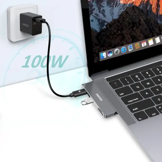 Choetech multifunctional docking station HUB for Apple MacBook Pro USB Typ C 7in2 100W Thunderbolt 3 gray (HUB-M14) Фото num