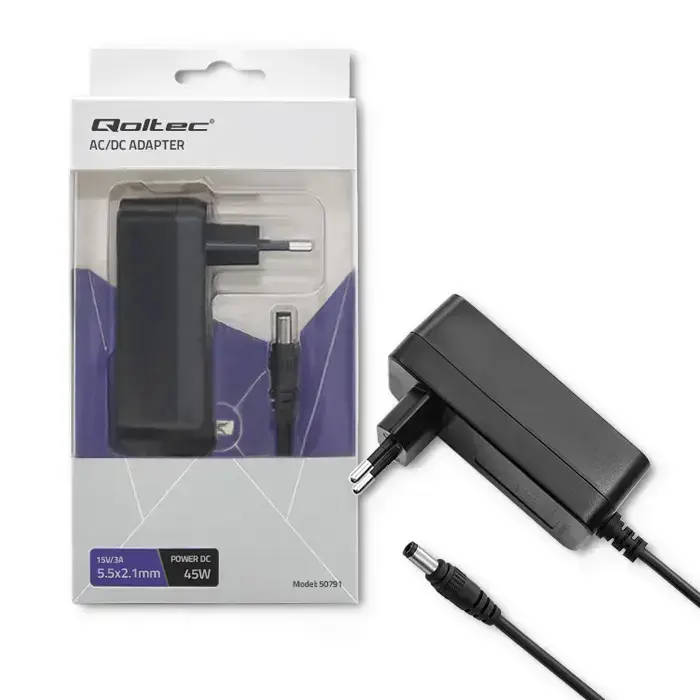 Qoltec Plug-in power supply 45W | 15V | 3A | 5.5*2.1