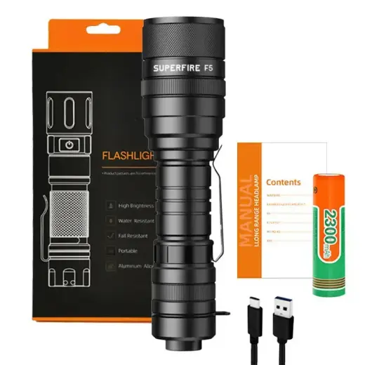 Flashlight Superfire F5, 1100lm, USB Foto 2