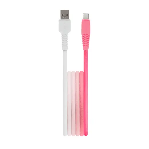 Setty KGA-C-1.5/320 data transfer and charging cable | USB-A to USB-C | 15W | 1.5m | white, pink