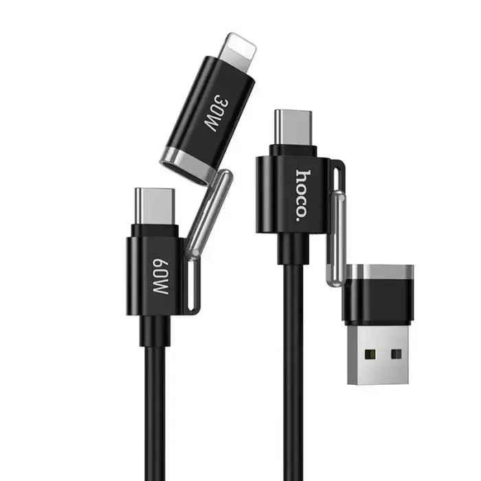 Cable 4w1 USB A/USB C do USB C/Lightning Hoco 3A 60W 1,2 m U155 black