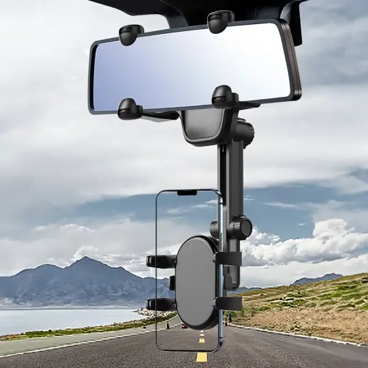 Car phone holder for the rearview mirror - black Foto 5
