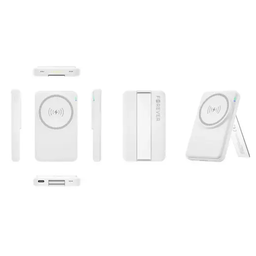 Forever MACS-100 magnetic wireless charging station with power bank white 5in1 Фото num