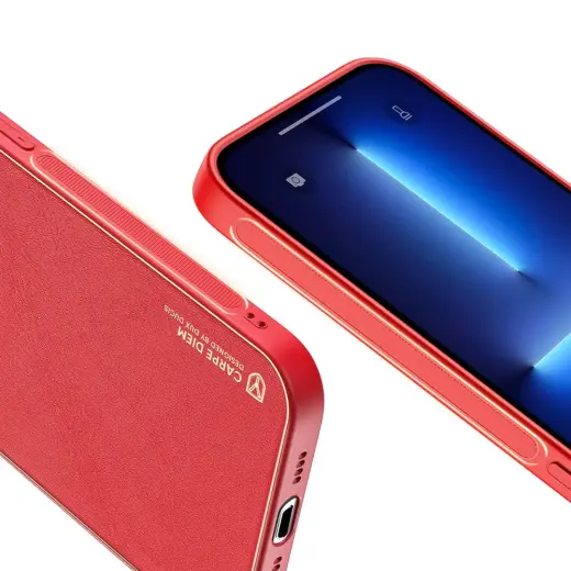 Dux Ducis Yolo elegant case made of soft TPU and PU leather for iPhone 13 Pro Max red Photo