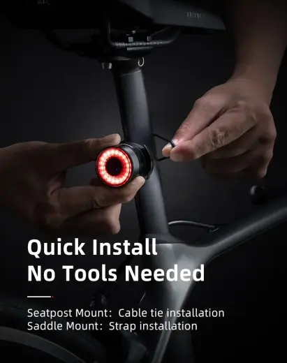 Rockbros Q3 rear bicycle lamp with intelligent stop system - black Photo