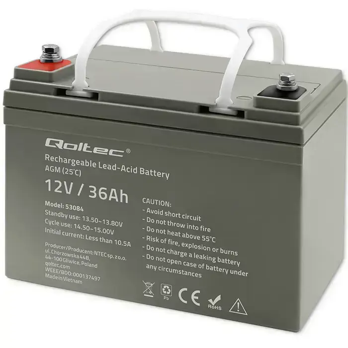 Qoltec  AGM battery | 12V | 36Ah | Maintenance-free | Efficient| LongLife | for UPS, scooter Foto 10