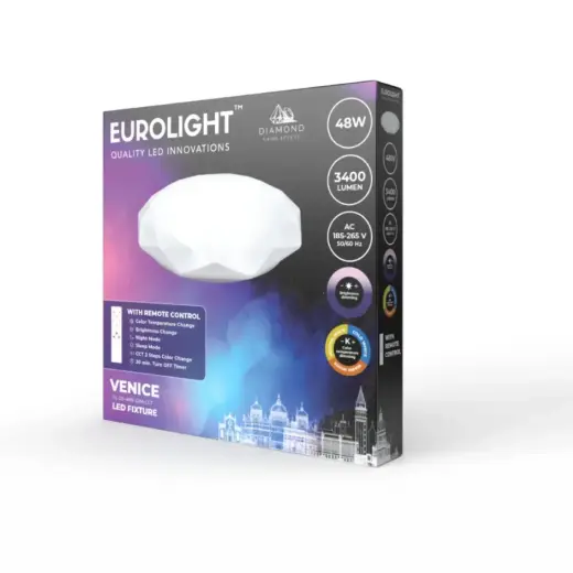 VENICE LED šviestuvas valdomas pulteliu 48W, IP20, 3120lm Eurolight Foto 2