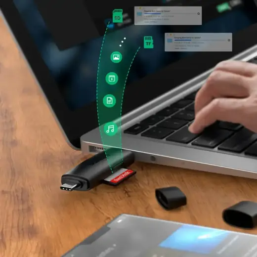 Ugreen adapter SD / micro SD card reader (USB-A / USB-C) black (CM304) Foto 14