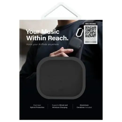 UNIQ case Nexo AirPods 4 + Ear Hooks Silicone black Foto 9
