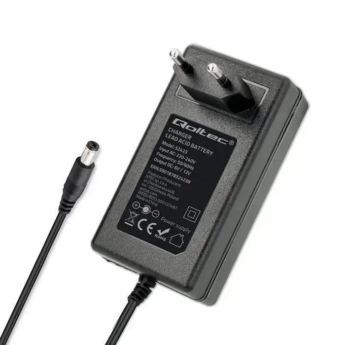 Qoltec Automatic charger for AGM GEL STD 6V 12V battery | 1.5A | Rectifier with LED indicator Photo