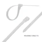 Qoltec Reusable Self-locking cable tie | 4.8*200 mm | Nylon UV | White Foto 8