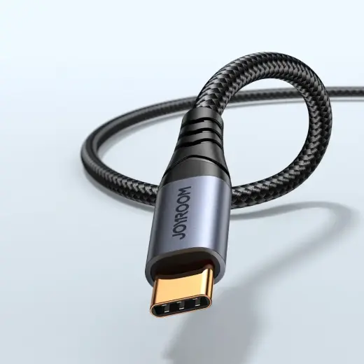 Joyroom stereo audio cable AUX 3.5 mm mini jack - USB-C for phone 1.2 m black (SY-A07) Photo
