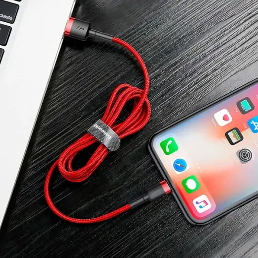 Baseus CALKLF-B09 datu pārraides un uzlādes vads | USB-A uz Lightning | 12W | 1m | sarkans Foto 6