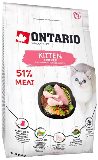 Sausā barība kaķēniem - Ontario Cat Kitten Chicken, 400 gr Foto 1