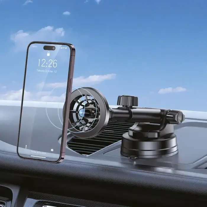 Magnetic car phone holder compatible with Magsafe Forcell F-Grip PrecisionX windshield/ dashboard / air vent black Photo