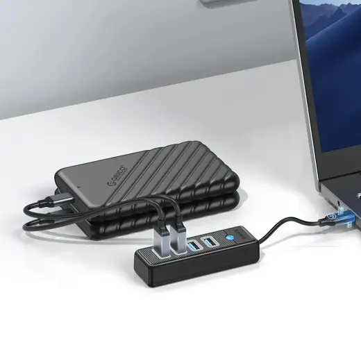 Orico PW4U-C3 USB-C | 4x USB-A 3.0 Hub - Black Фото num