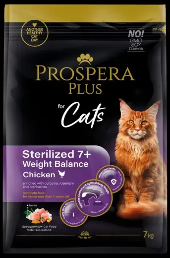 Barība kaķiem - Prospera Plus Sterilized 7+ Chicken Weight Balance, 7 kg