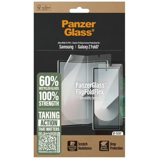 Protective Set PanzerGlass FlipFoldFlex 2-in-1 Classic Fit Glass + Ultra-Wide Fit TPU Film for Samsu Photo