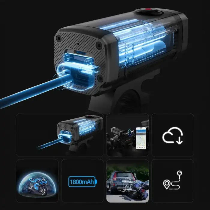 AKEEYO 710 Lite Handlebar Action Camera for Bikes and Motorcycles - Black Фото num