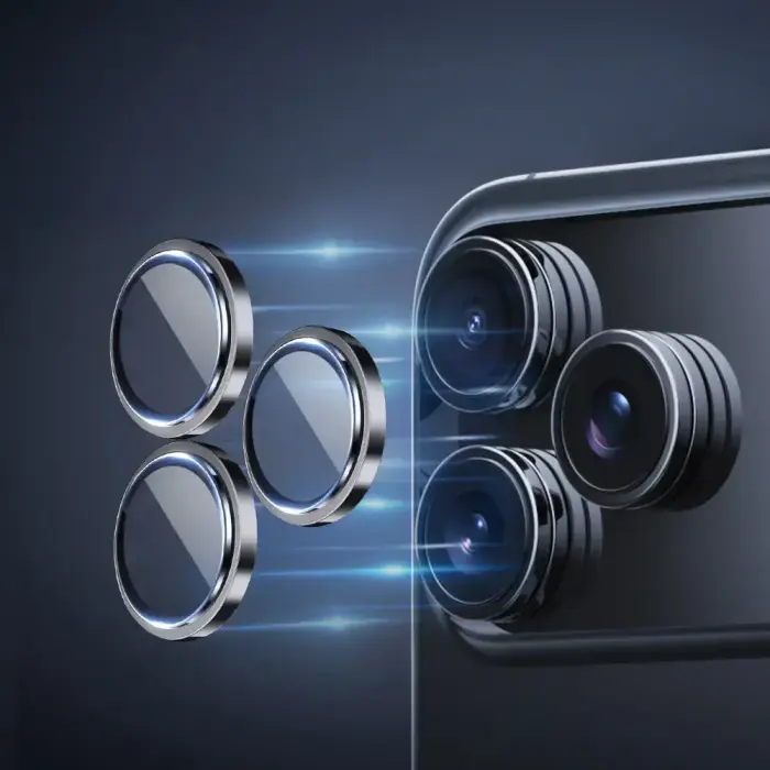 Rock Tempered glass Pure Series Camera Lens on camera for Iphone 17 Pro/17 Pro Max (lens 3 pieces) silver Foto 3