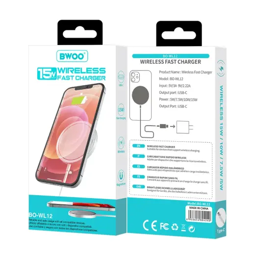 BWOO WL-12 БЕСПРОВОДНАЯ ЗАРЯДКА USB-C 15W Фото num