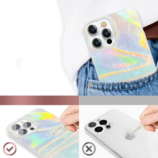 Kingxbar Shell Series luxury elegant phone case for iPhone 13 Pro pearl-blue Фото num