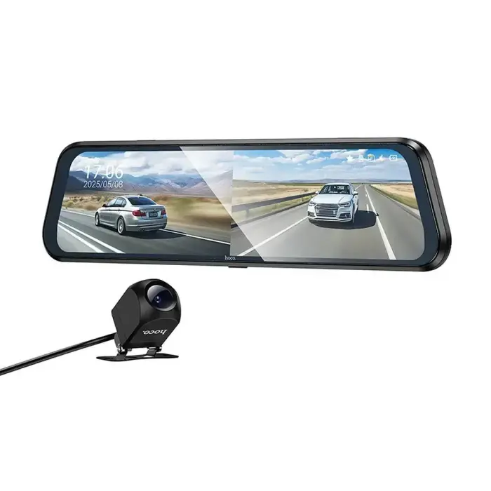 Dashcam for rearview mirror with a display 9,66" 1080p/30fps + rear camera 720p/30fps Hoco DV16 black
