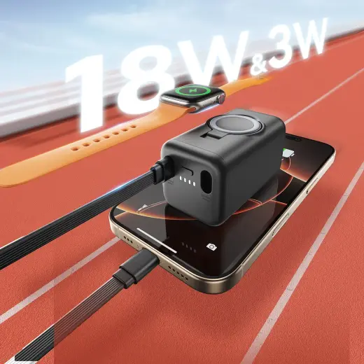 Joyroom JR-W13 ārējais akumulators (powerbank) | 5000 mAh | 18W | USB-C, Lightning, Bezvadu | melns Foto 4