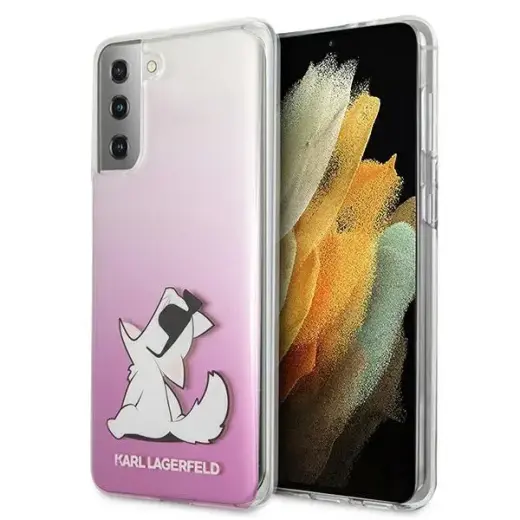KLHCS21MCFNRCPI Karl Lagerfeld PC|TPU Choupette Eats Cover for Samsung Galaxy S21+ Gradient Pink Фото num