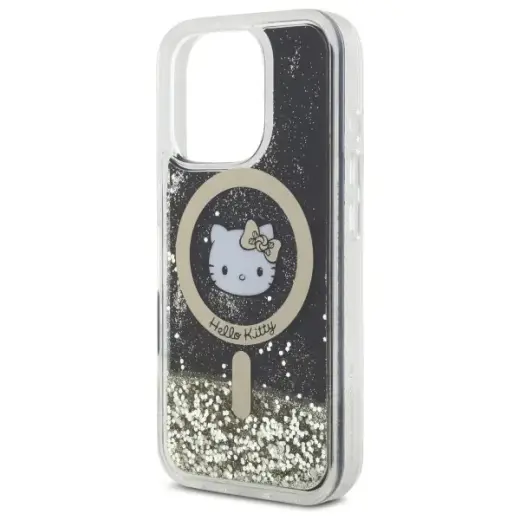 Hello Kitty HKHMP16LLGDIK iPhone 16 Pro   6.3" czarny złoty|black gold hardcase Liquid Glitter Fever MagSafe Фото num